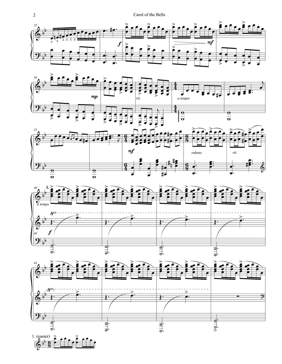 Carol of the Bells Piano Piano Solo scores gallery preview page 2