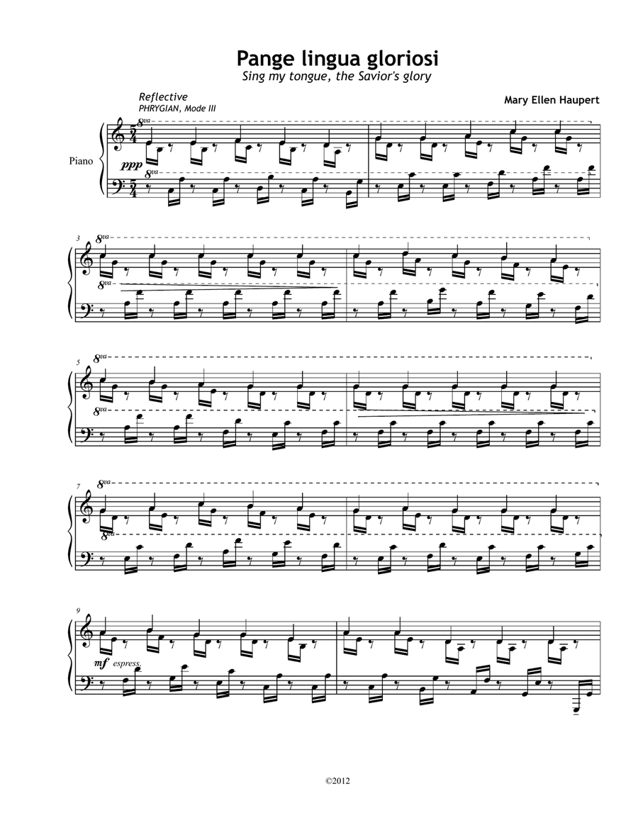 Pange lingua gloriosi Piano Solo scores gallery preview page 1