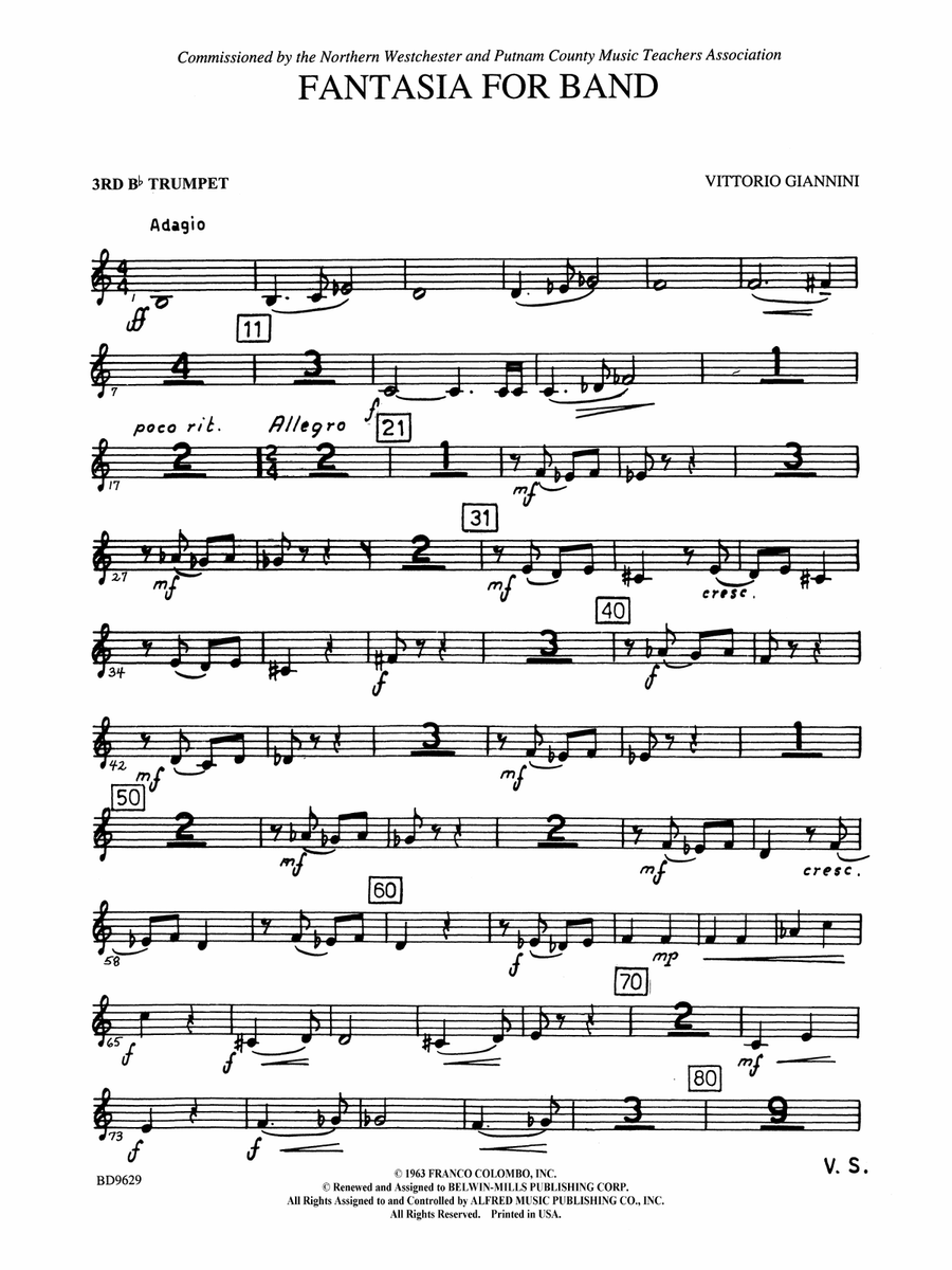 Fantasia for Band: 3rd B-flat Trumpet