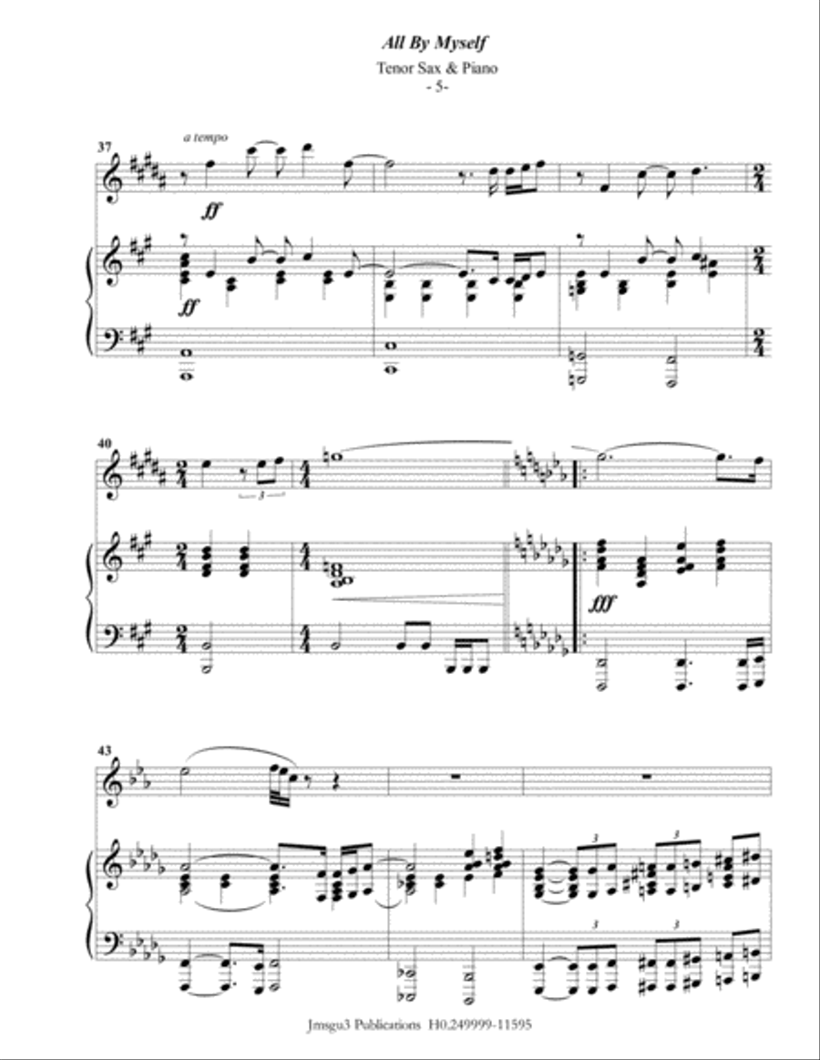 All By Myself Tenor Recorder scores gallery preview page 5