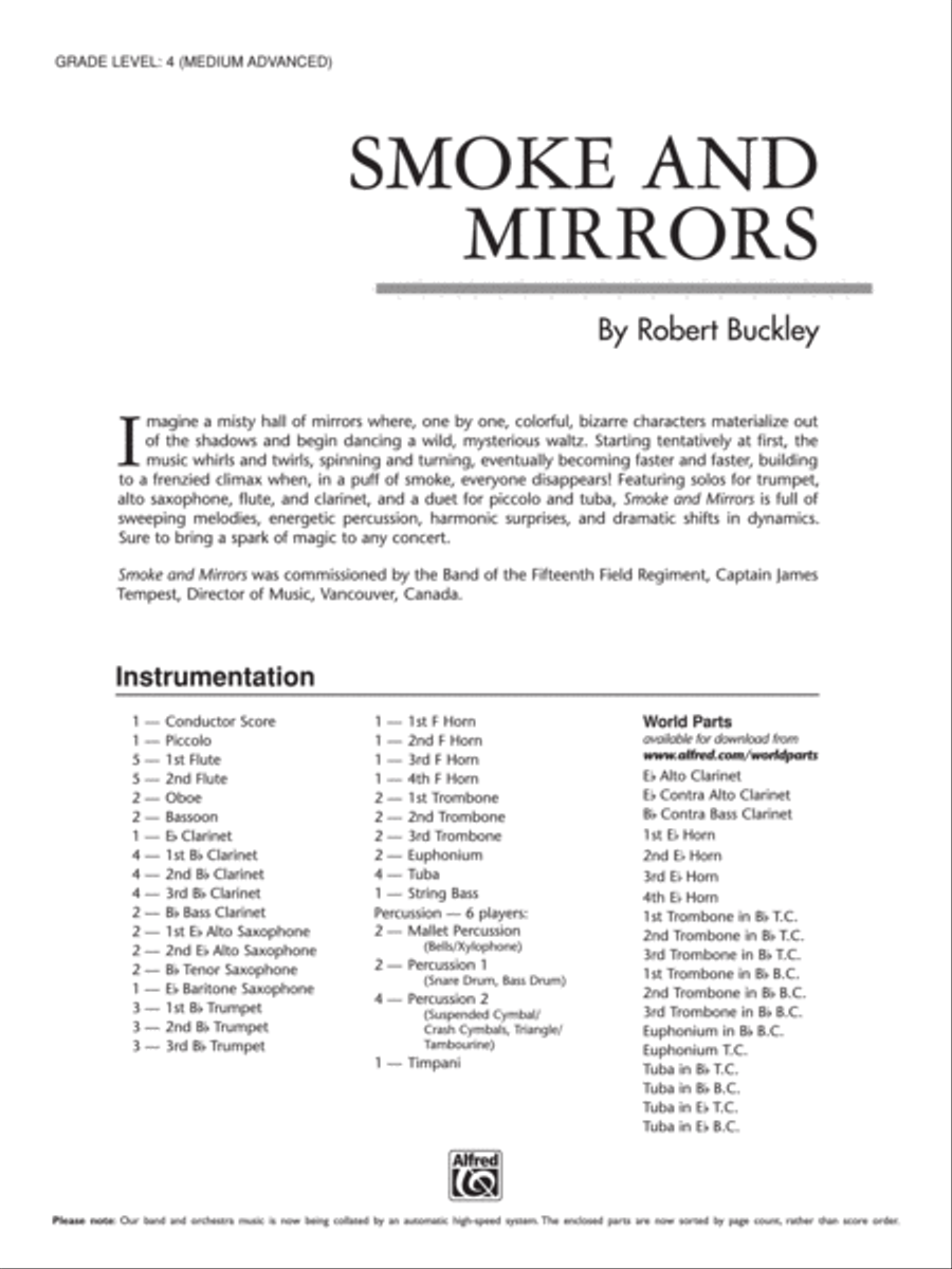 Smoke and Mirrors: Score Smoke and Mirrors: Score Concert Band scores gallery preview page 1