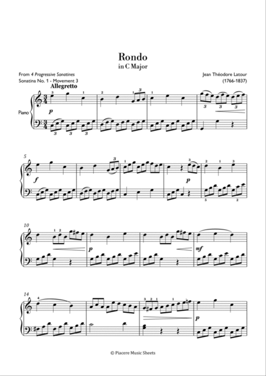 Latour - Rondo (Allegretto) from Sonatina No. 1 in C Major - Intermediate Chamber Music scores gallery preview page 2