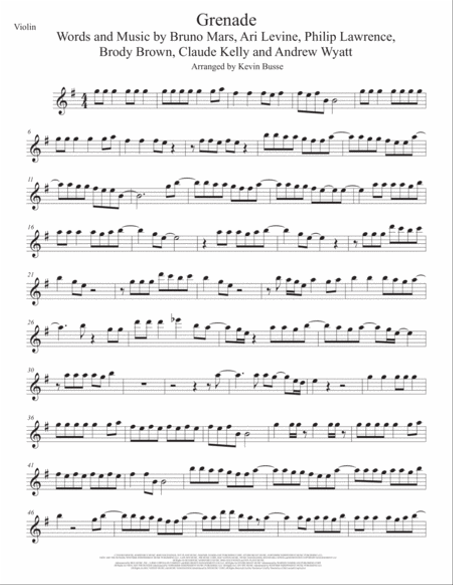 Grenade Grenade Violin Solo scores gallery preview page 1