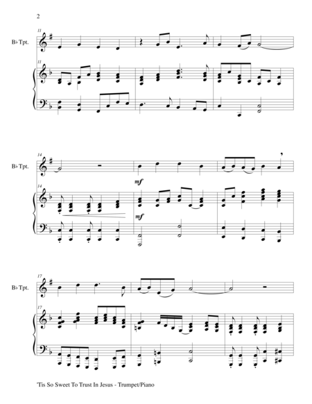 'TIS SO SWEET TO TRUST IN JESUS (Bb Trumpet/Piano and Trumpet Part) image number null