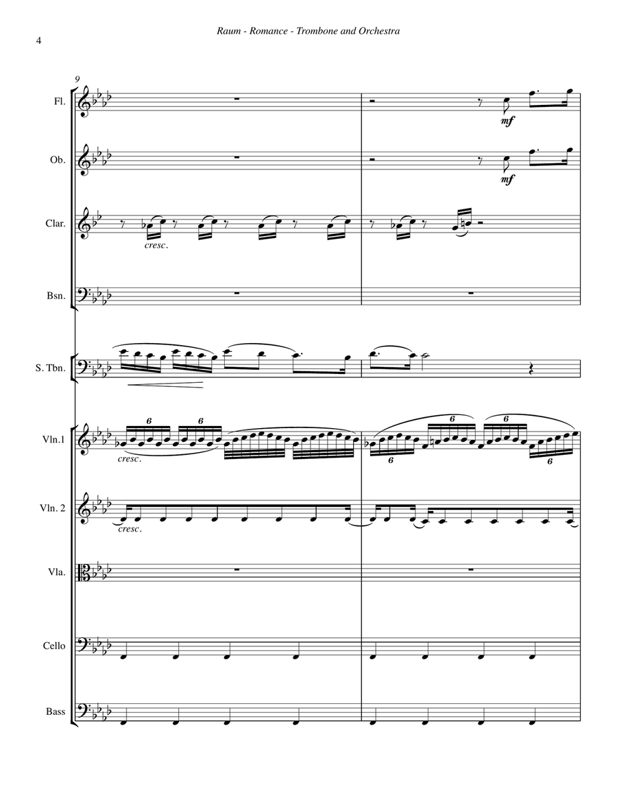 Romance for Trombone Solo and Orchestra Full Orchestra scores gallery preview page 4