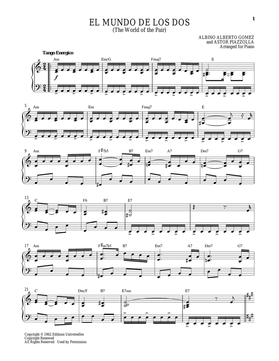 El mundo de los dos Piano Solo scores gallery preview page 1