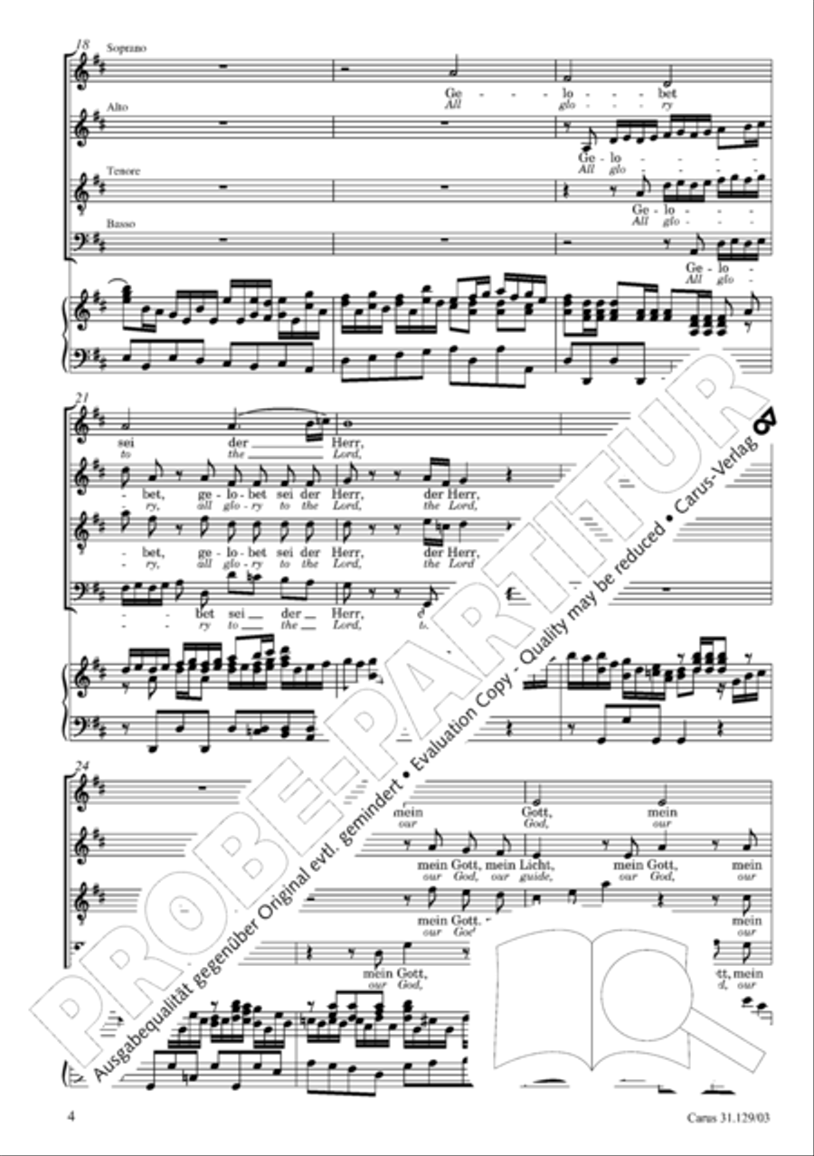 All glory to the Lord, our God (Gelobet sei der Herr, mein Gott) 4-Part scores gallery preview page 7