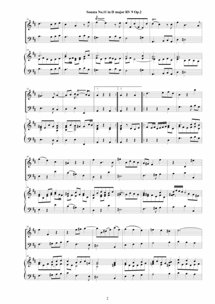 Vivaldi - Trio Sonata No.11 in D major RV 9 Op.2 for Violin, Cello and Cembalo (or Piano) image number null