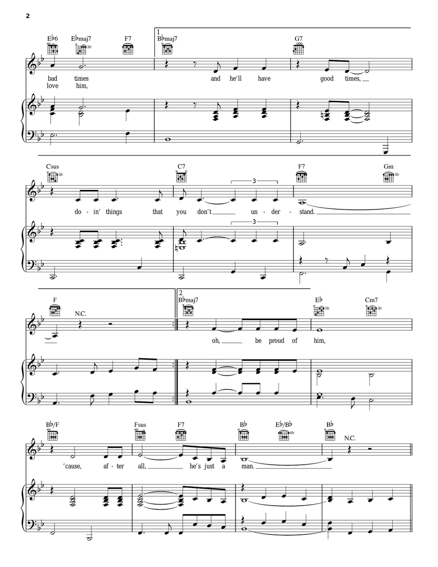 Stand By Your Man Piano, Vocal, Guitar scores gallery preview page 2