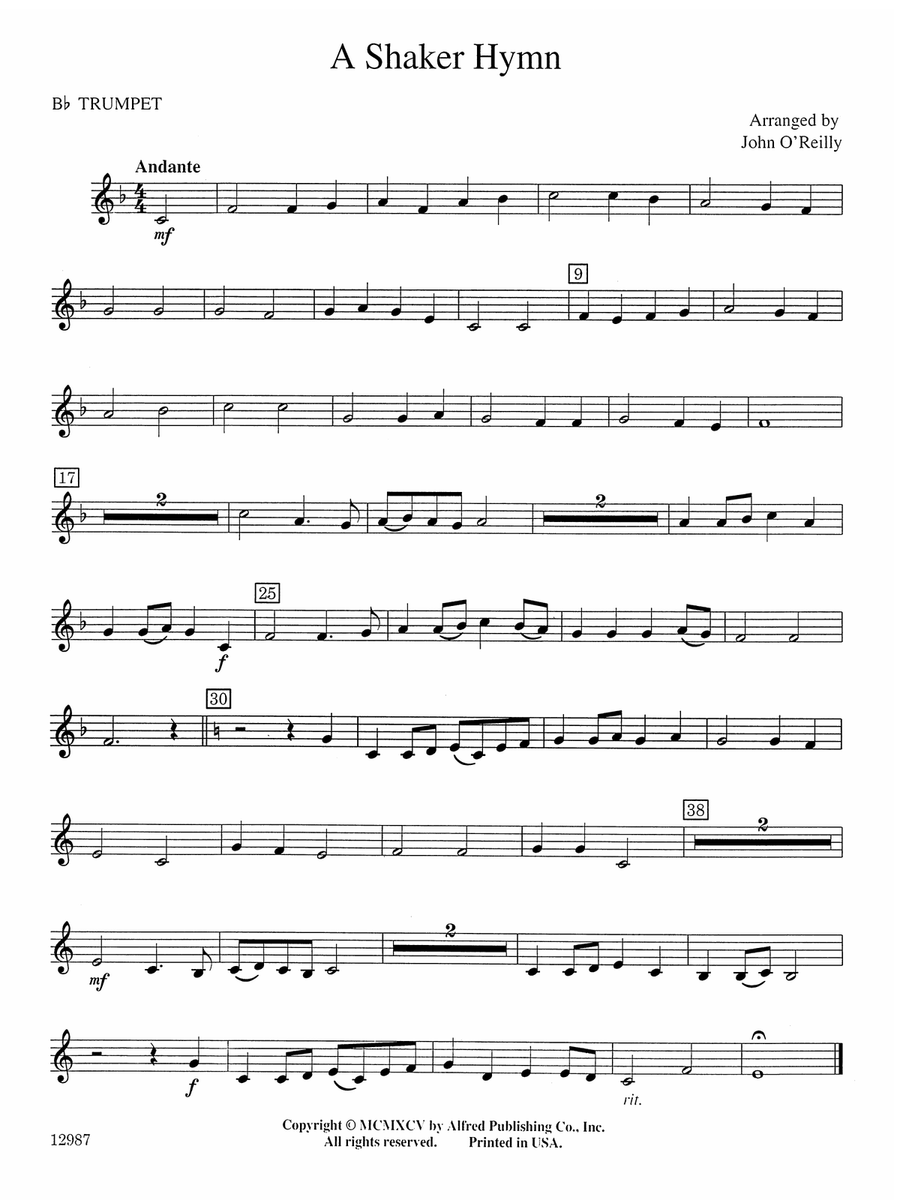 A Shaker Hymn: 1st B-flat Trumpet