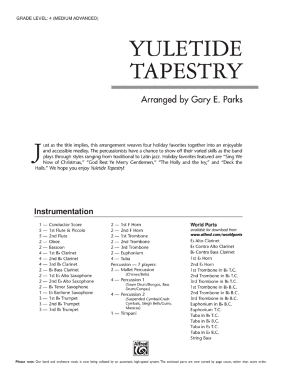 Yuletide Tapestry: Score Concert Band scores gallery preview page 1