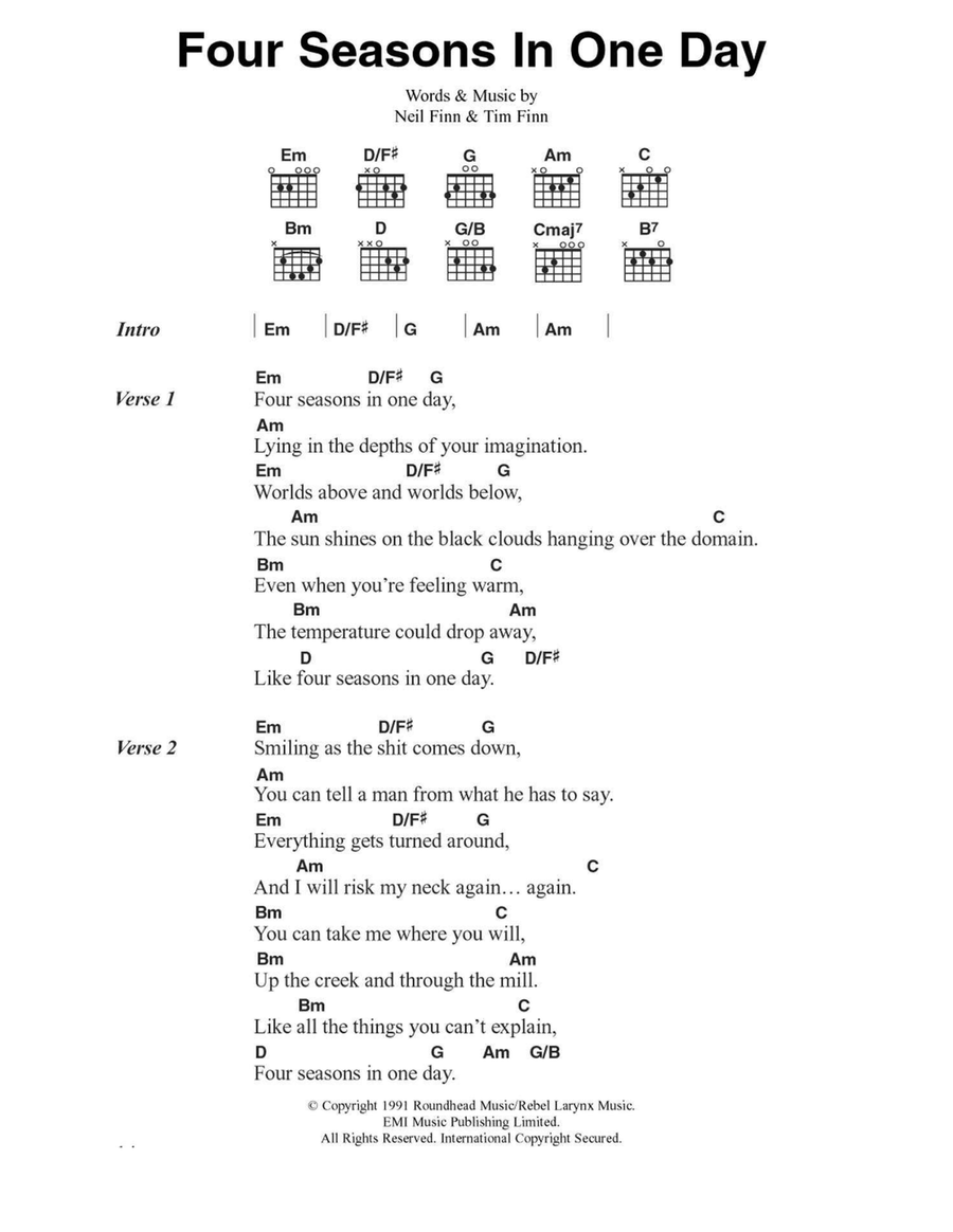 Four Seasons In One Day Acoustic Guitar scores gallery preview page 1
