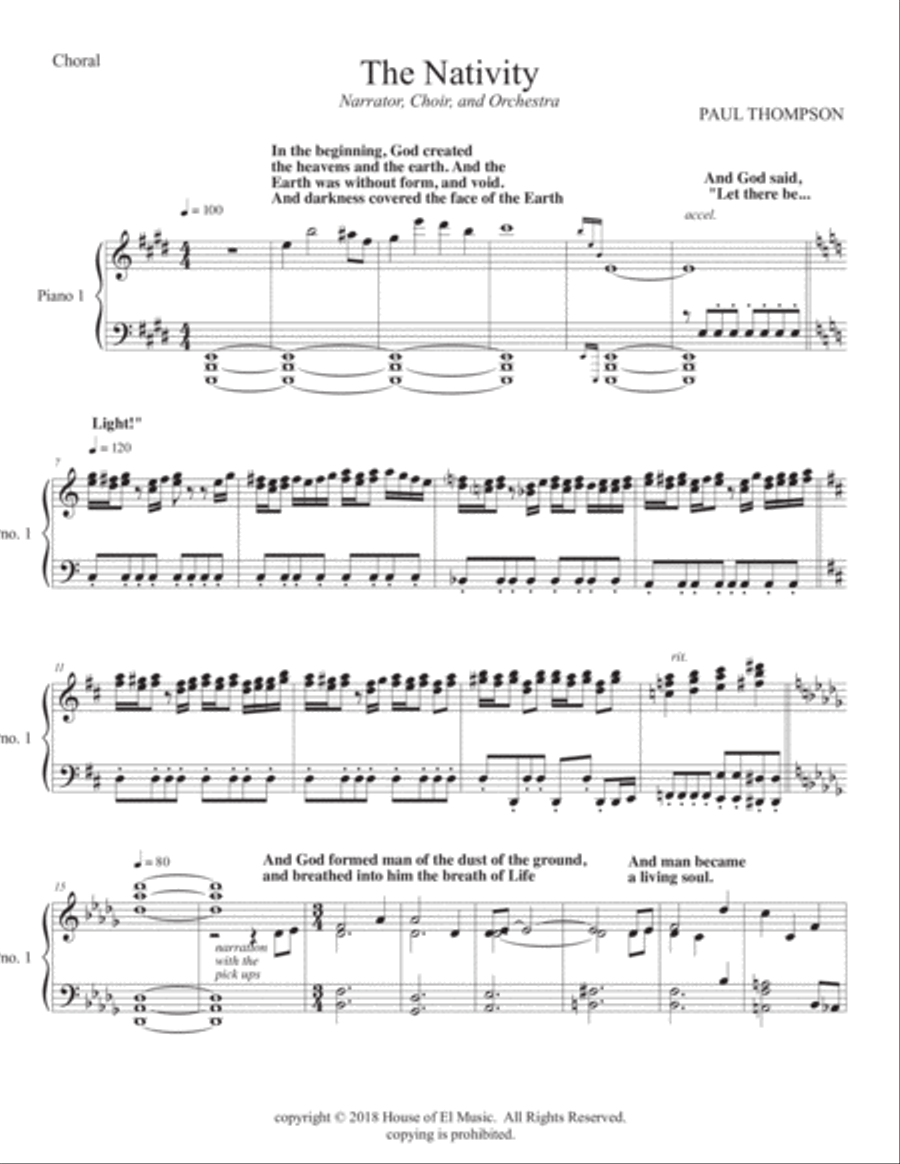 The Nativity - Full Orchestra and Narrator 4-Part scores gallery preview page 1