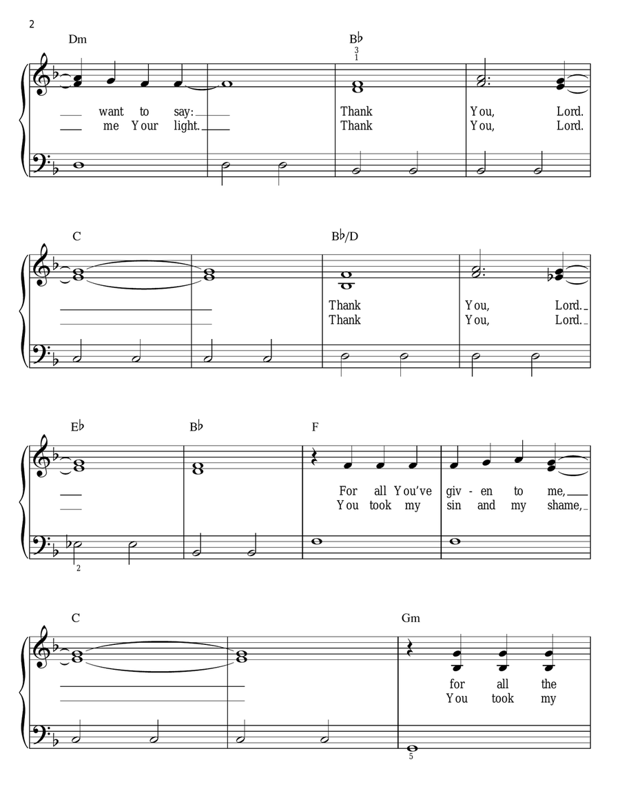 Thank You, Lord Thank You, Lord Easy Piano scores gallery preview page 2