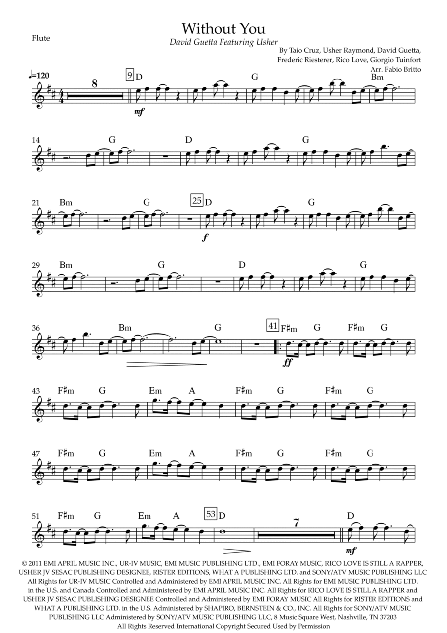 Without You Flute Solo scores gallery preview page 1