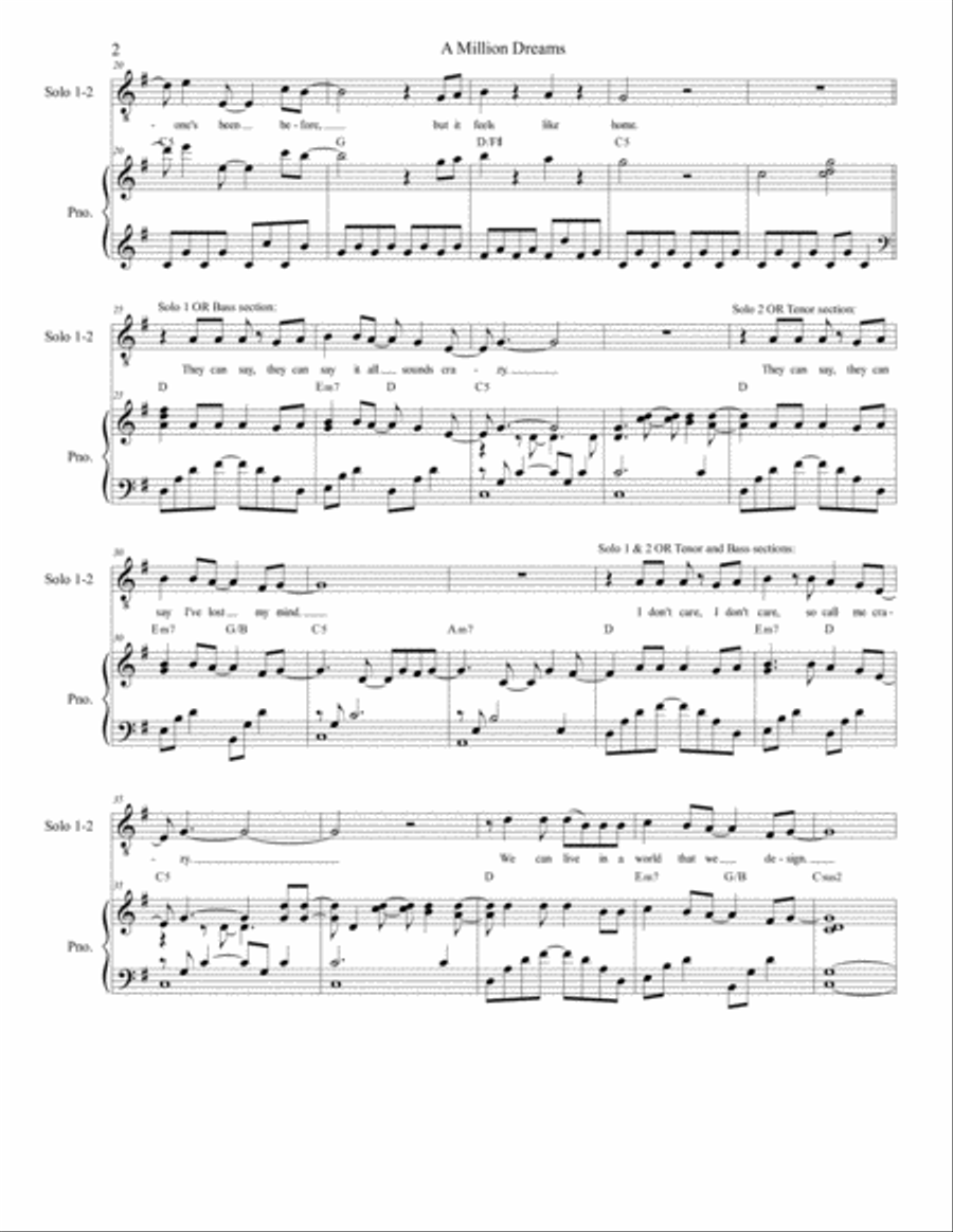 A Million Dreams 4-Part scores gallery preview page 2