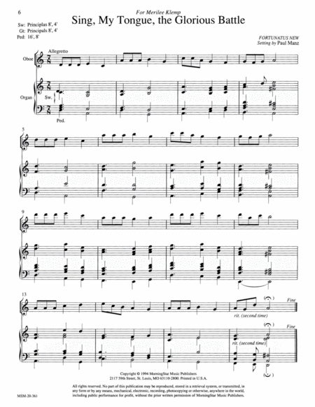 Three Lenten Hymns for Oboe and Organ