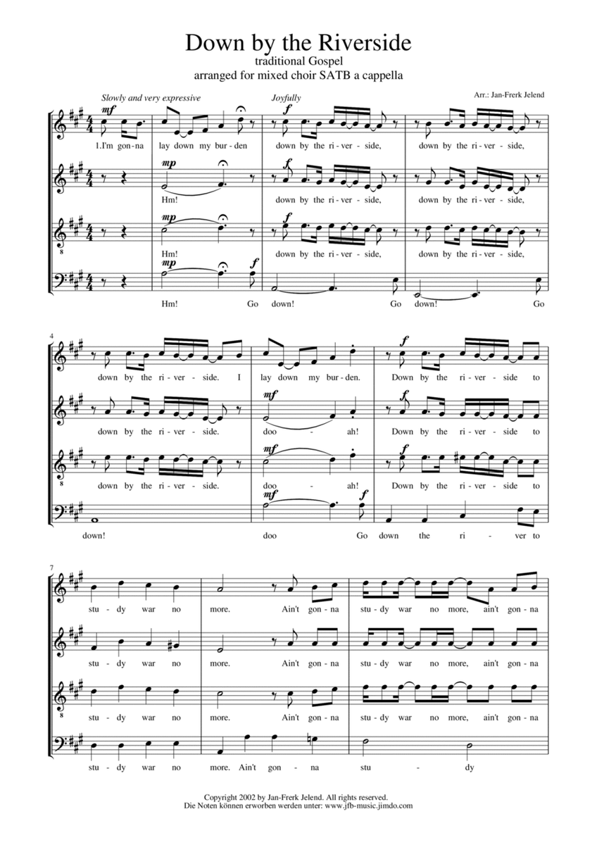 Down By The Riverside (Study War No More) - SATB Choir Arrangement image number null