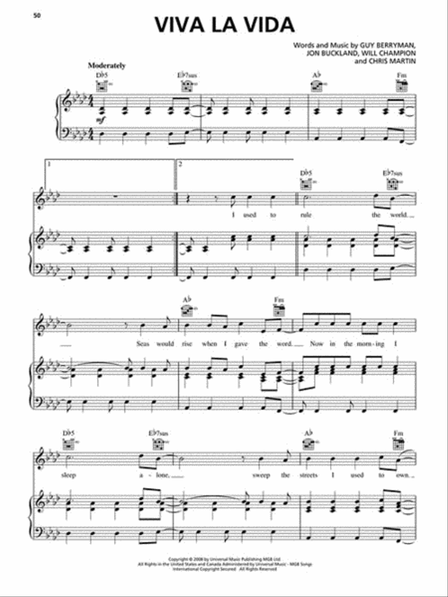 Coldplay Piano, Vocal, Guitar scores gallery preview page 3