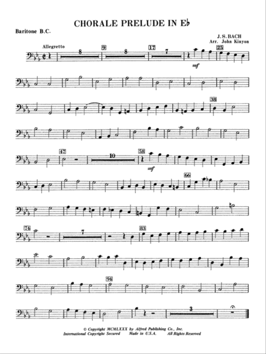 Chorale Prelude in E-Flat: Baritone B.C. Concert Band scores gallery preview page 1