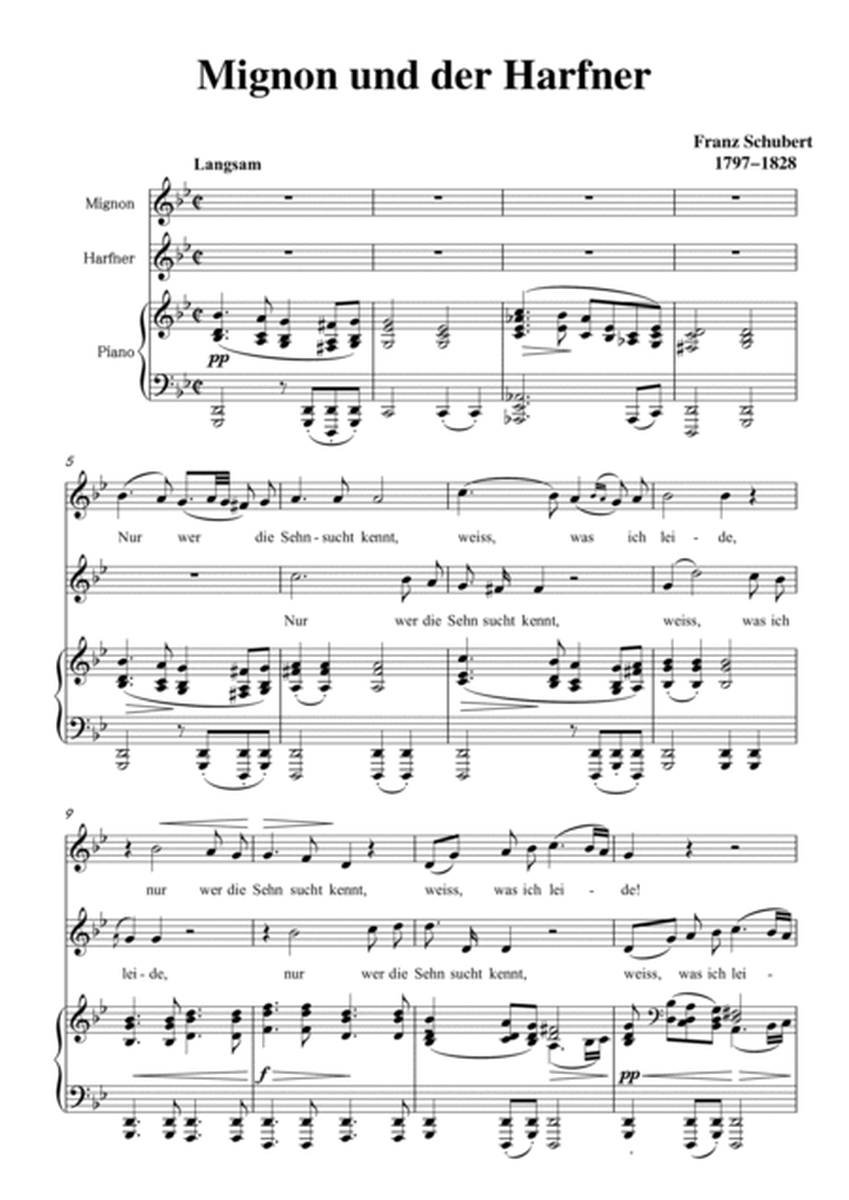 Schubert-Mignon und der Harfner (duet) in g minor,for Vocal and Piano
