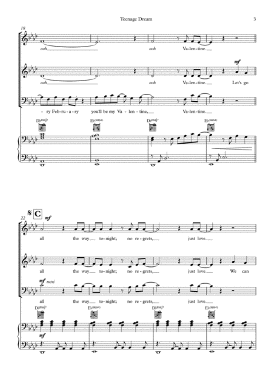 Teenage Dream 3-Part scores gallery preview page 3