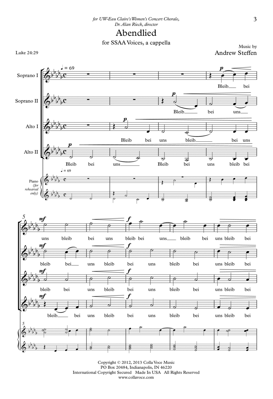 Abendlied SSAA scores gallery preview page 1