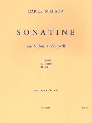 Book cover for Sonatine Op. 324 (violin And Cello)
