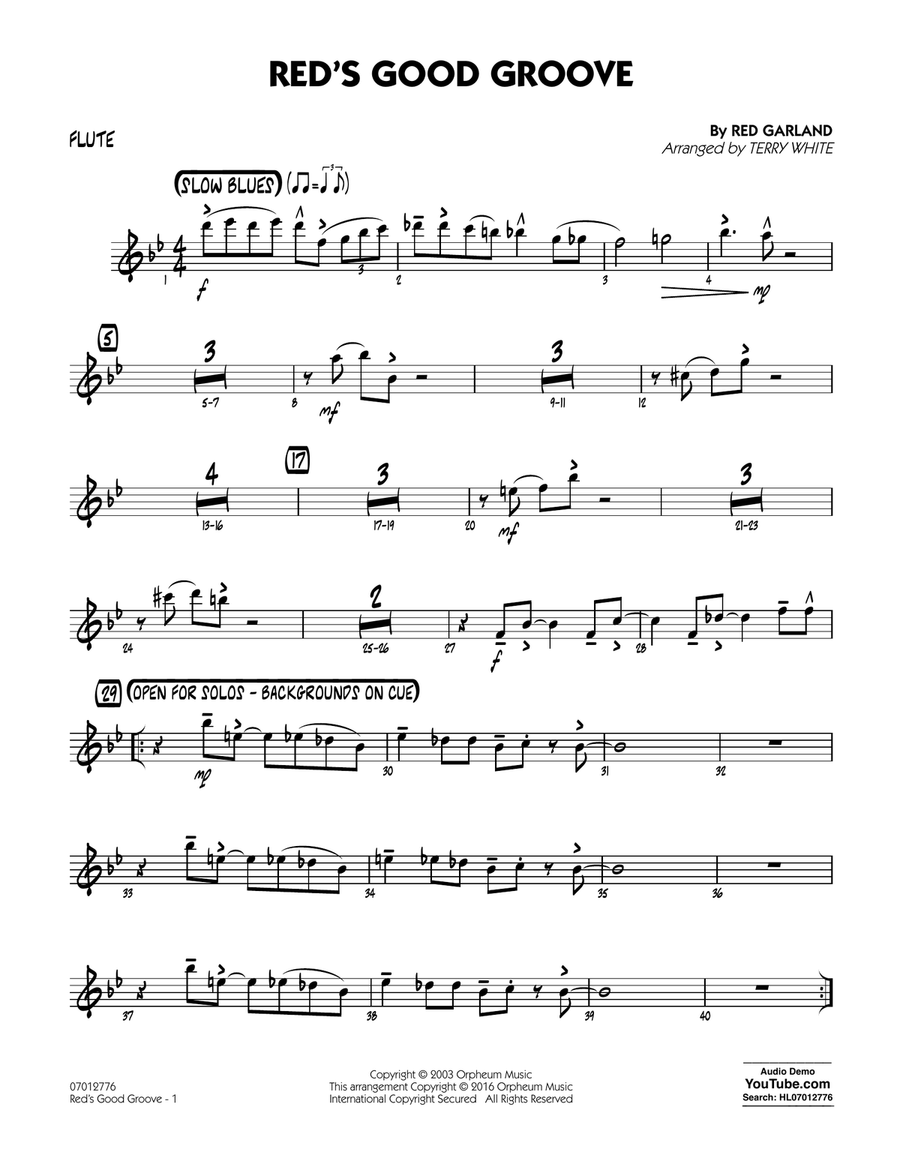 Red's Good Groove - Flute Jazz Ensemble scores gallery preview page 1