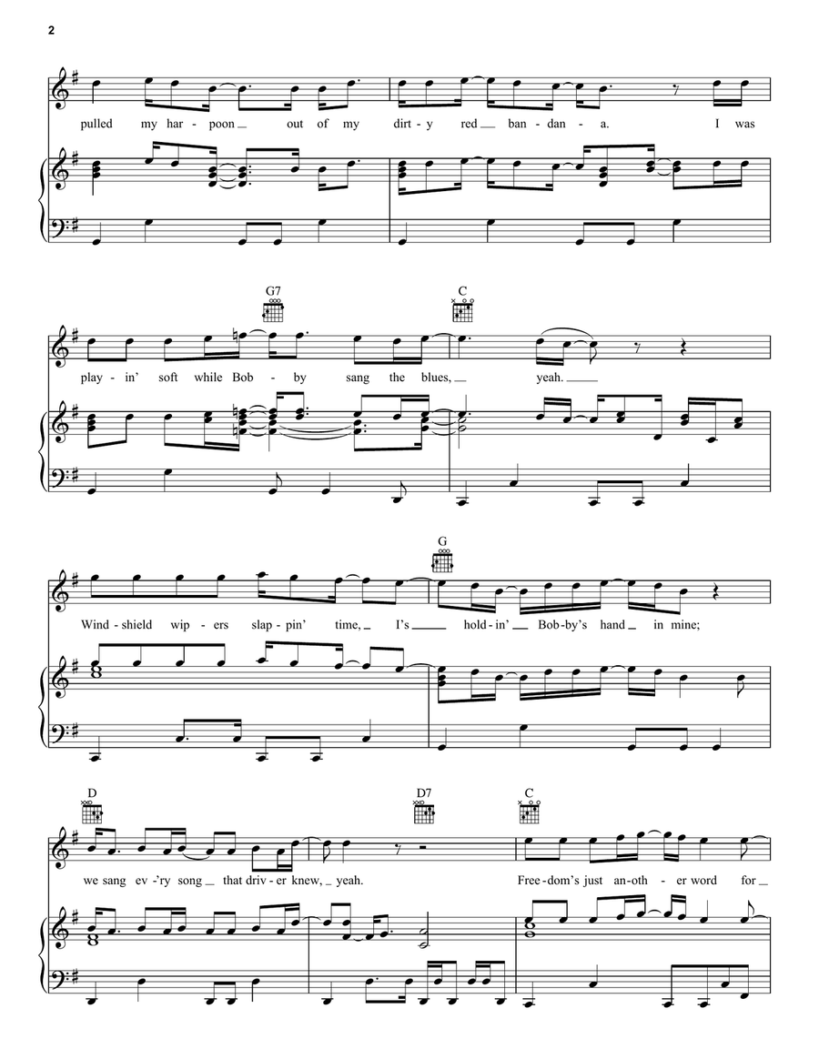 Me And Bobby McGee Me And Bobby McGee Piano, Vocal, Guitar scores gallery preview page 2