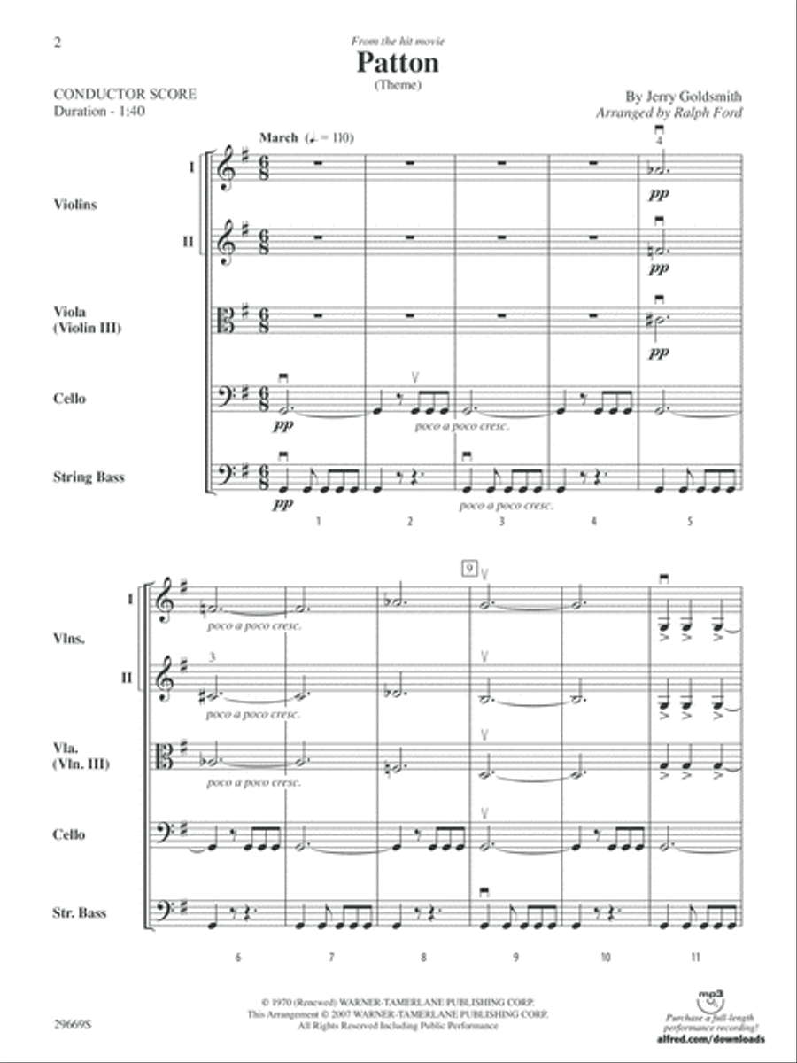 Patton (Theme): Score Patton (Theme): Score String Orchestra scores gallery preview page 2