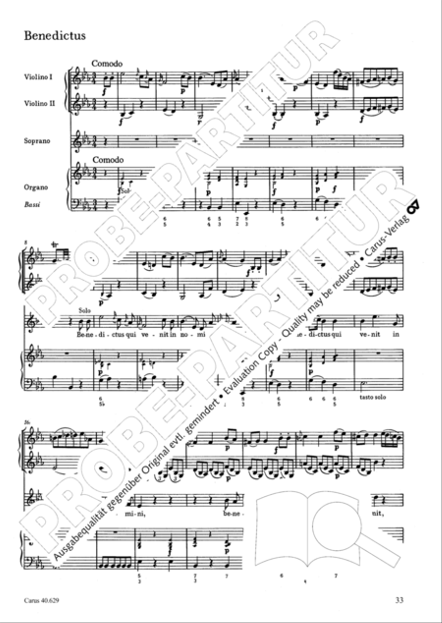 Missa brevis in B flat major 4-Part scores gallery preview page 34