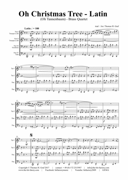 Oh Christmas tree - Latin - (Oh Tannenbaum) - Brass Quartet