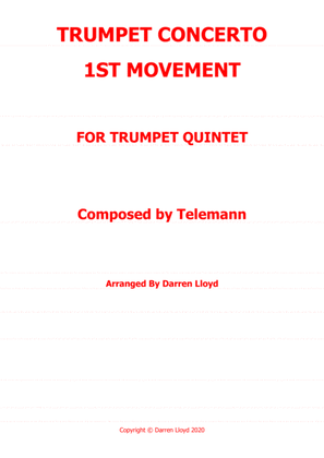 Book cover for Telemann Trumpet concerto in D (1st movement) - Trumpet quintet