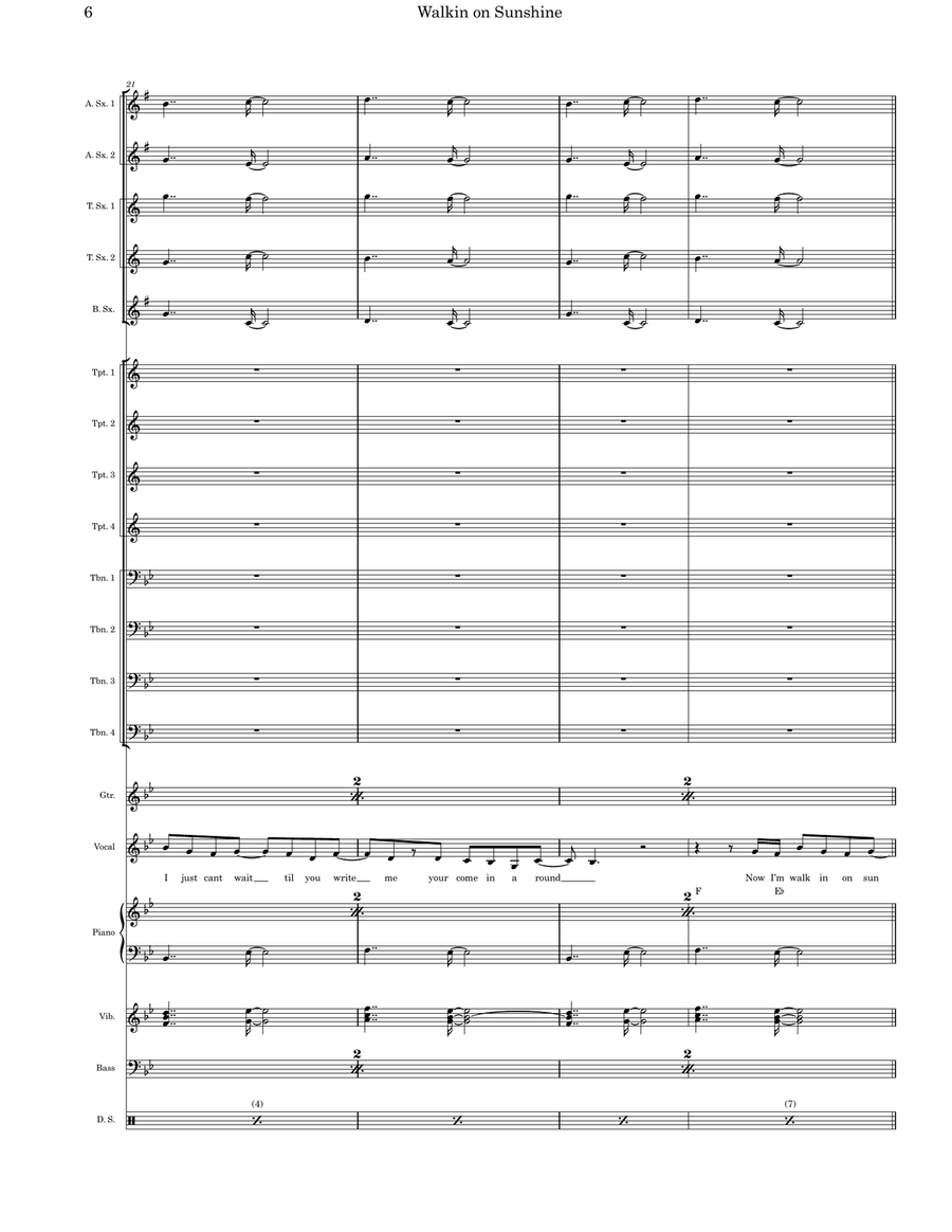 Walking On Sunshine Walking On Sunshine Jazz Ensemble scores gallery preview page 6