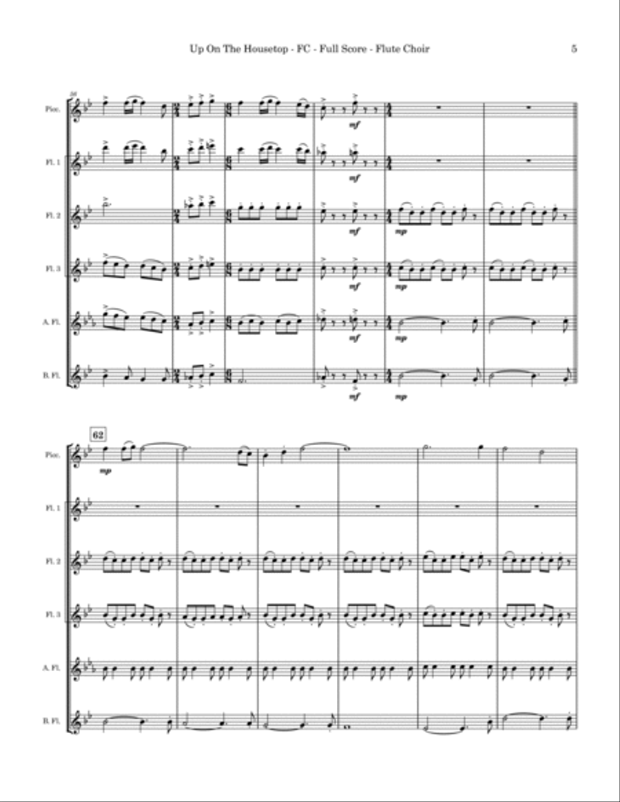 Up on the Housetop (Flute Choir) Flute Choir scores gallery preview page 5