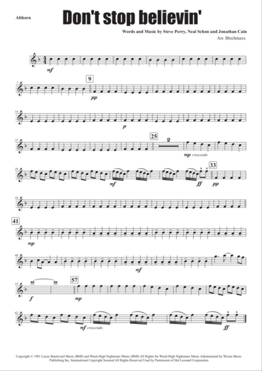 Don't Stop Believin' Brass Ensemble scores gallery preview page 4