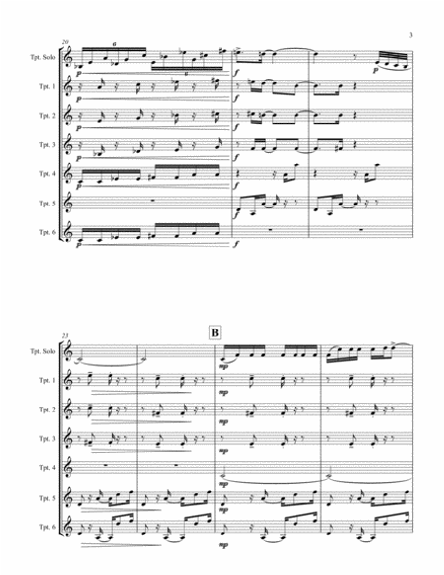 Prelude No. 1 (for Solo Trumpet and Trumpet Ensemble) Trumpet Solo scores gallery preview page 3