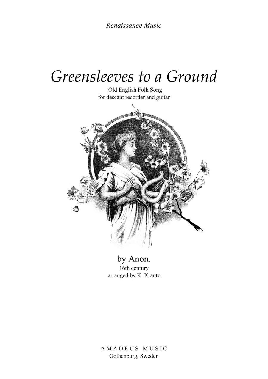Greensleeves variations for descant recorder and guitar Soprano Recorder scores gallery preview page 1