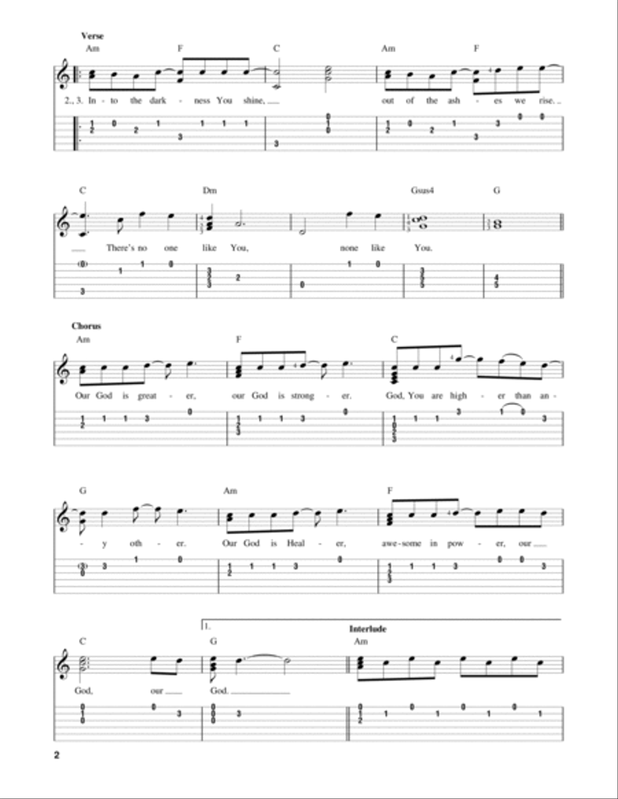 Our God Guitar Tablature scores gallery preview page 2
