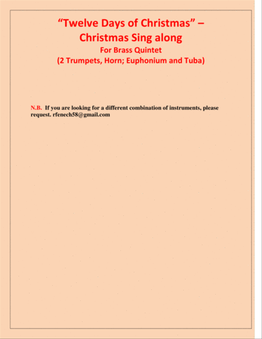 Twelve Days of Christmas - Christmas Sing along (For Brass Quintet - 2 Trumpets, Horn, Euphonium and Brass Quintet scores gallery preview page 3
