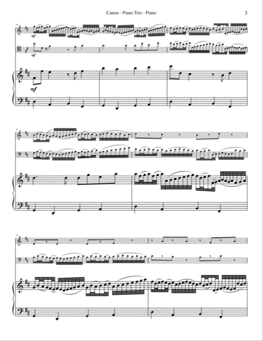 Pachelbel's Canon for Piano Trio Piano Trio scores gallery preview page 3