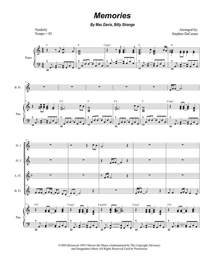 Memories Memories Woodwind Ensemble scores gallery preview page 1