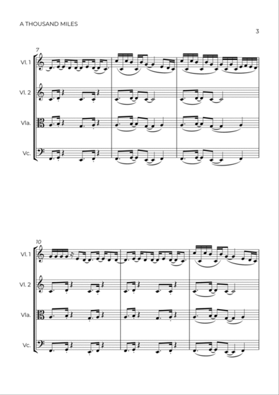 A Thousand Miles String Quartet scores gallery preview page 3