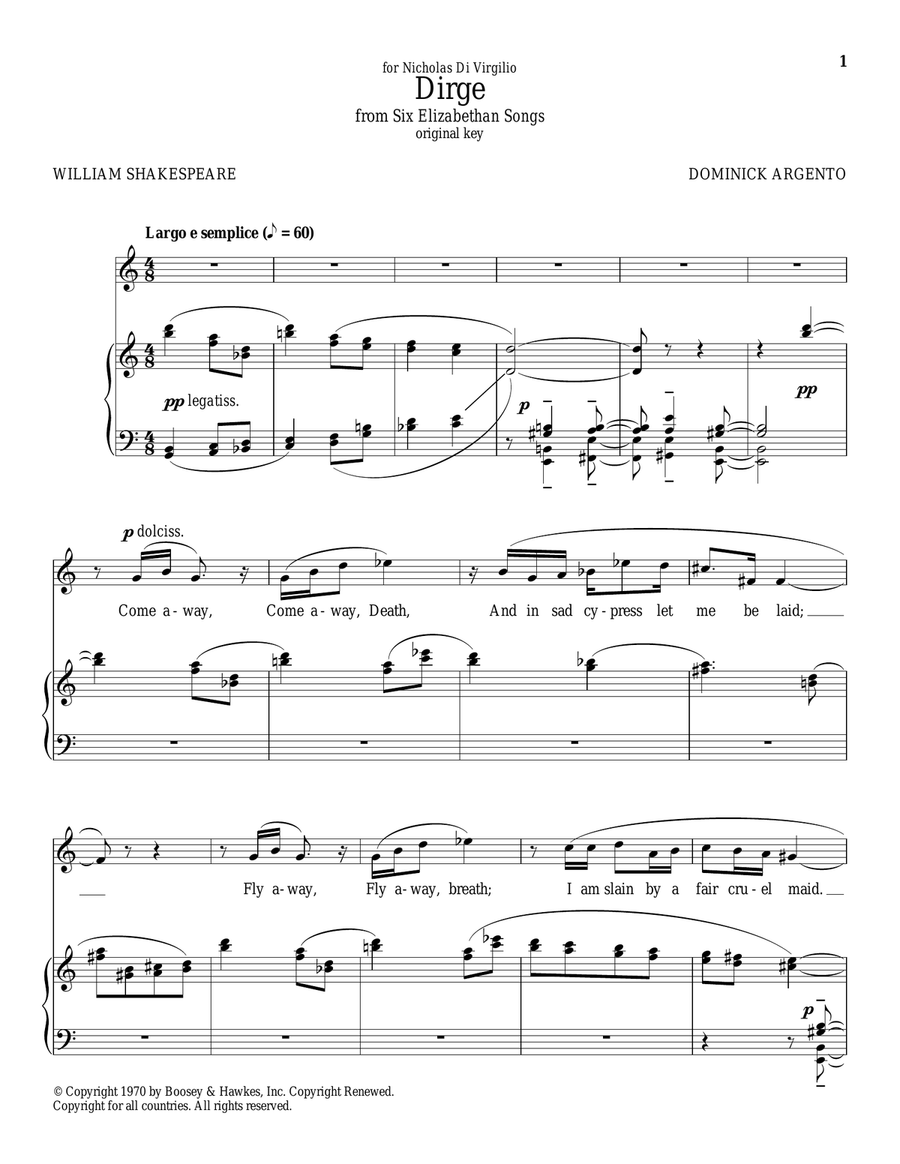 Dirge Piano, Vocal scores gallery preview page 1
