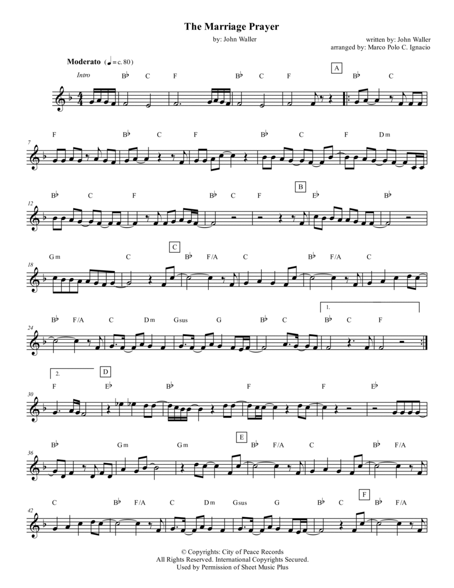 The Marriage Prayer Piano scores gallery preview page 1