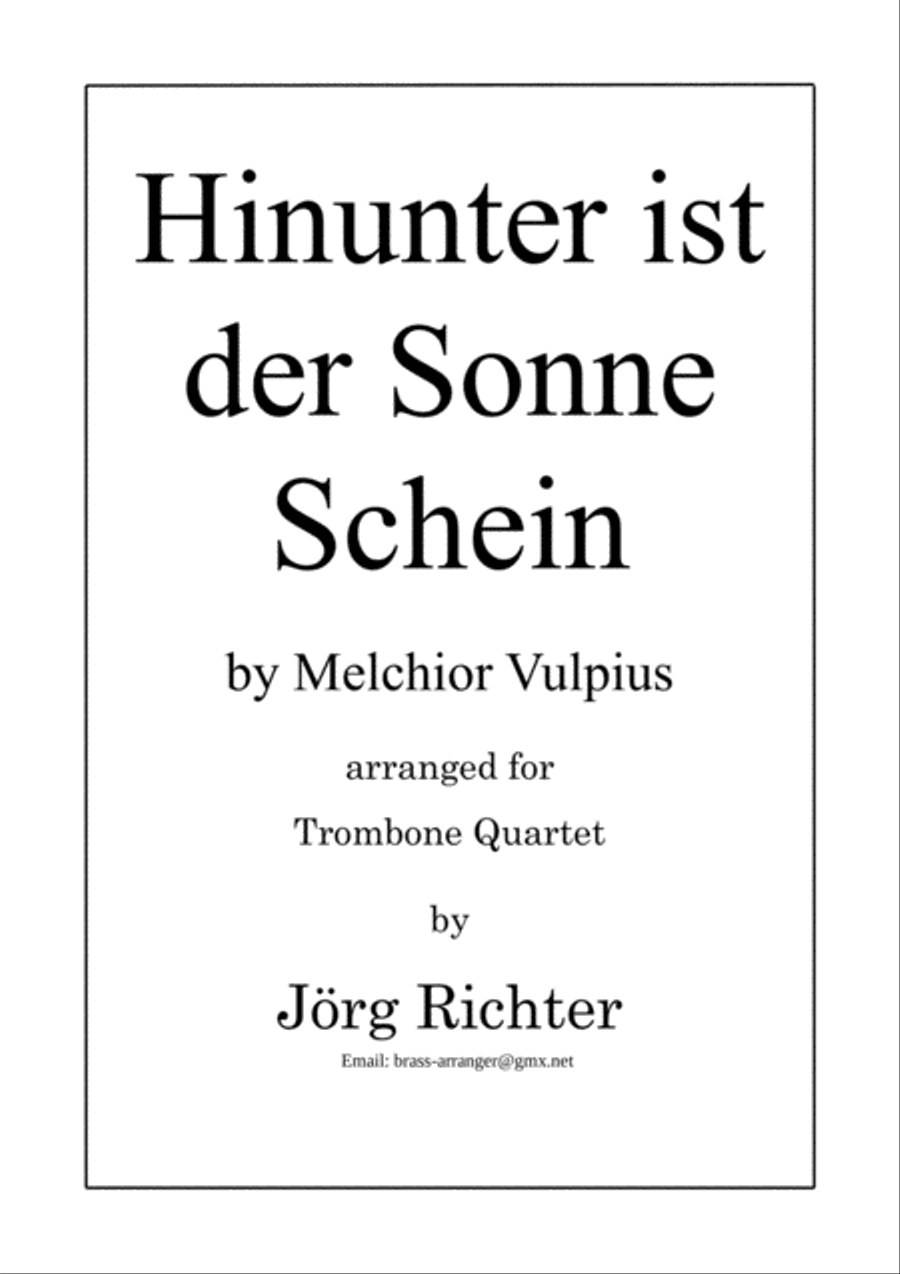 Hinunter ist der Sonne Schein for Trombone Quartet Brass Quartet scores gallery preview page 1