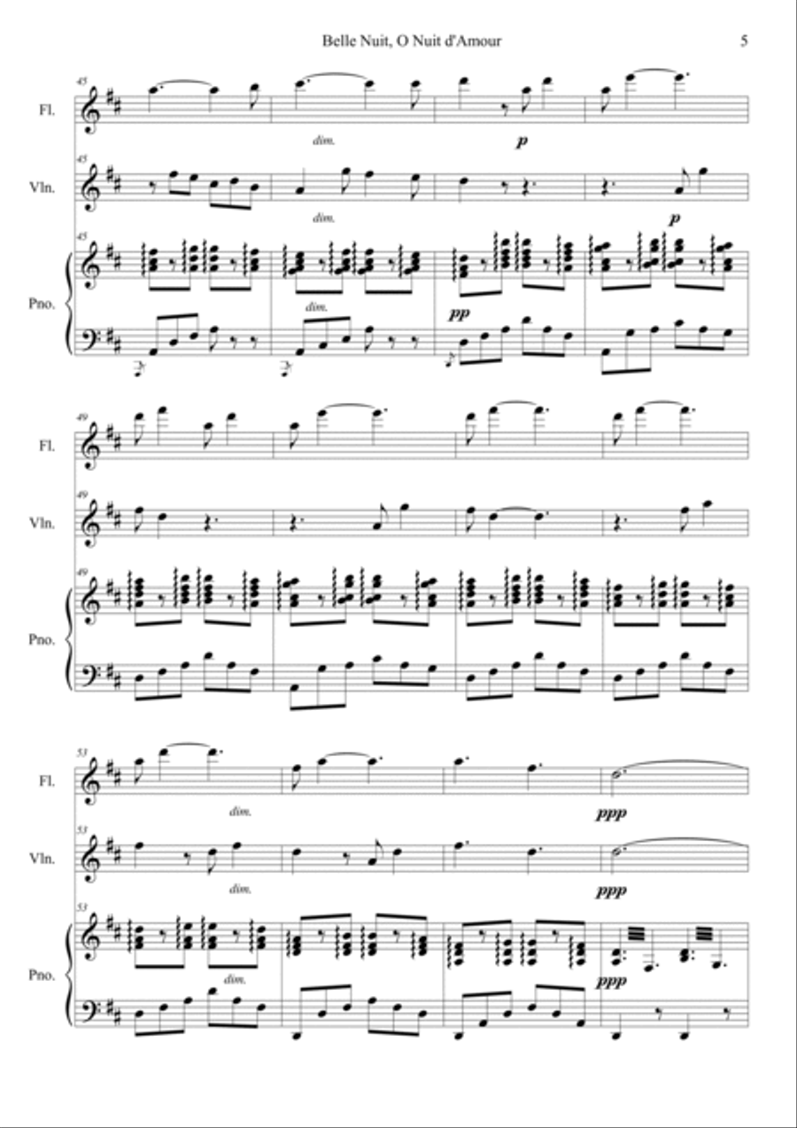 Belle Nuit o nuit d'amour Violin scores gallery preview page 5