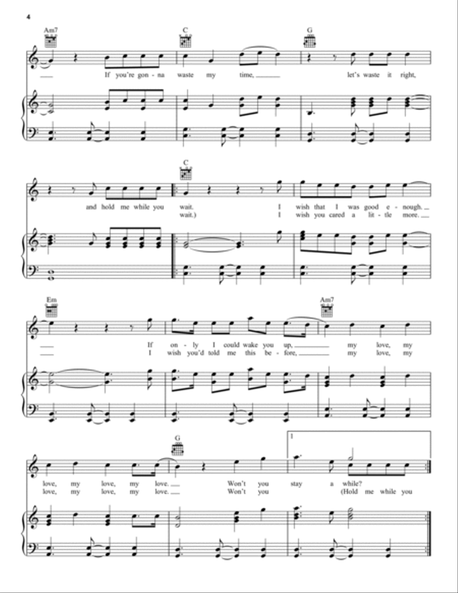 Hold Me While You Wait Piano, Vocal, Guitar scores gallery preview page 4