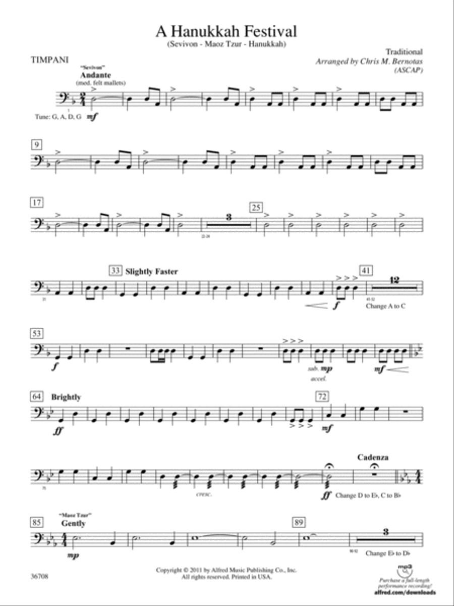 A Hanukkah Festival: Timpani Concert Band scores gallery preview page 1